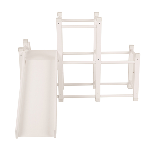 KiddyMoon wooden playground with a slide for kids, White, UNI