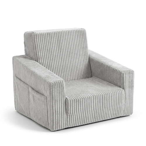KiddyMoon Folding Children's Foam Armchair 2-in-1 Convertible Sofa for Kids, light grey, UNI