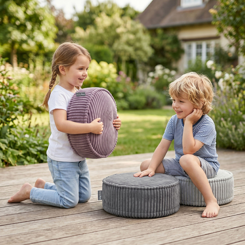 KiddyMoon 3-Piece Foam Elements for Kids Children's Room Accessory, dark grey-purple-light grey, Sx3