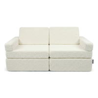 KiddyMoon Sofa for Kids in Foam with Soft Teddy Fabric, Modular and Foldable, for Playing, Reading and Relaxing, creamy, Sofa
