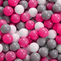 KiddyMoon Baby Foam Ball Pit with Balls ∅ 7cm / 2.75in Made in EU, pink:white/grey/dark pink, 90 x 30 cm / 300 Balls