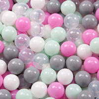 KiddyMoon Baby Foam Ball Pit with Balls ∅ 7cm / 2.75in Made in EU, dark grey:transparent/grey/white/pink/mint, 90 x 30 cm / 300 Balls