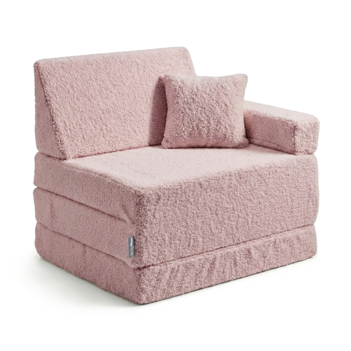 KiddyMoon Armchair With Pillow For Kids with Teddy Bear Fabric Children Multifunctional Foam Mattress, pink, Armchair with Pillow