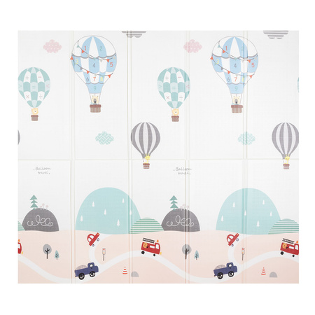 KiddyMoon Baby Play Mat Double-Sided Foam Mat For Kids Crawling Mat For Children Encourages Imagination Colourful Patterns Play Area Foldable Ideal for Indoors and Outdoors, Gray-Baloons, 180x200x1cm