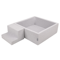 KiddyMoon Foam Playground for Kids with Square Ballpit ( ∅ 7cm/2.75In) Soft Obstacles Course and Ball Pool, Certified Made In The EU, lightgrey:white/grey/powderpink, Ballpit (200 Balls) + Steps