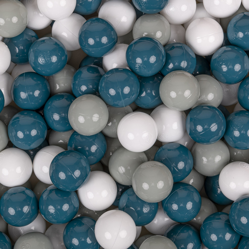 KiddyMoon Foam Playground Velvet for Kids with Round Ballpit ( ∅ 7cm/2.75In) Soft Obstacles Course and Ball Pool, Certified Made In The EU, zieleń lasu: ciemny turkus-zielonoszary-biały