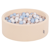 KiddyMoon Foam Ball Pit with Balls for Babies and Toddlers, Soft Sensory Play, Durable Removable Cover, Safe, beige: pastel beige/paste, 90 x 30 cm / 200 Balls