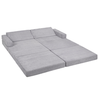 KiddyMoon Foam Sofa for Children Multifunctional Mattress Armchair Kids Foldable  Bed Folding Toddler Couch Chair for Playroom Bedroom Living Room, dark grey, Sofa