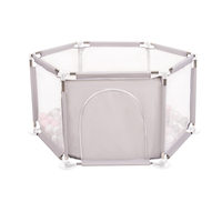 hexagon 6 side play pen with plastic balls, Grey:pearl/grey/transparent/powder pink, 400 balls