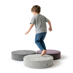 KiddyMoon 3-Piece Foam Elements for Kids Children's Room Accessory, dark grey-purple-light grey, Mx3