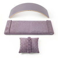 KiddyMoon Balance Board for Kids with Mattress and Pillow Wooden Sensory Wobble Board, natural/purple, Balance Board/Mattress/Pillow