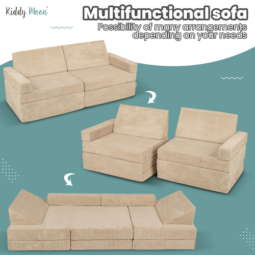 KiddyMoon Foam Sofa for Children Multifunctional Mattress Armchair Kids Foldable  Bed Folding Toddler Couch Chair for Playroom Bedroom Living Room, dark grey, Sofa