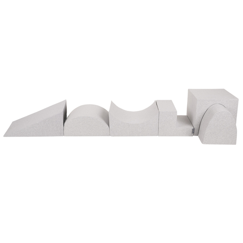 KiddyMoon light grey playground dice / wedge M/ hill/ tunnel/ ramp M/ half-shaft M/ step PPZ-217 , Light Grey