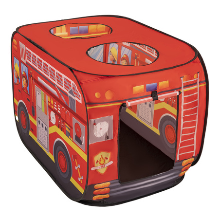 Play Tent Fire Engine For Kids Pop Up Toy Playhouse For Boys Girls Foldable Role With Roof Hole Carry Bag Ball Pit Compatible Sensory Gift Idea Easy Assembly Indoor Outdoor, red: yellow/green/blue/red/orange, 100 balls