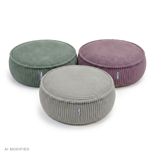 KiddyMoon Kids’ Foam Pouffe with Removable Cover, light grey, L