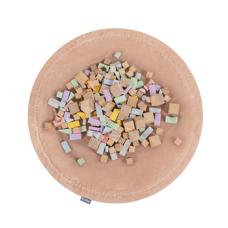 KiddyMoon velvet play mat and bag 2in1 for kids, desert pink:pastel beige/copper/pearl, XL/50 balls