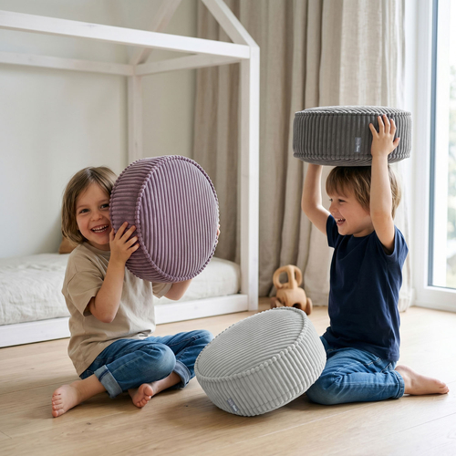 KiddyMoon 3-Piece Foam Elements for Kids Children's Room Accessory, dark grey-purple-light grey, Sx3