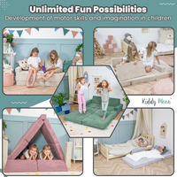 KiddyMoon Foam Sofa for Children Multifunctional Mattress Armchair Kids Foldable  Bed Folding Toddler Couch Chair for Playroom Bedroom Living Room, green, Sofa