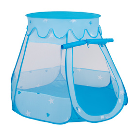 Play Tent For Kids Castle Baby Playhouse For Children With Colorful Balls Pop Up Perfect For Indoor And Outdoor Easy Set Up Includes Carry Bag, blue:turquoise-blue-yellow-transparent, 105x90cm/100 balls