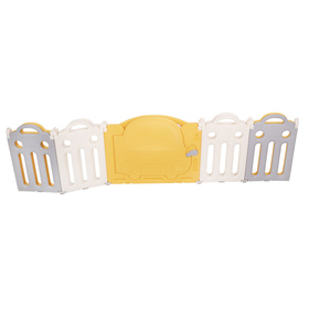 Playpen Box Foldable for Children with Plastic Colourful Balls, white-yellow: white-grey-mint, 8 + 2 Panels/500 Balls