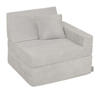 KiddyMoon Armchair Kids Foldable Children Multifunctional Foam Mattress Sofa Bed Folding Toddler Couch Chair for Playroom Bedroom Living Room, light grey, Armchair with Pillow