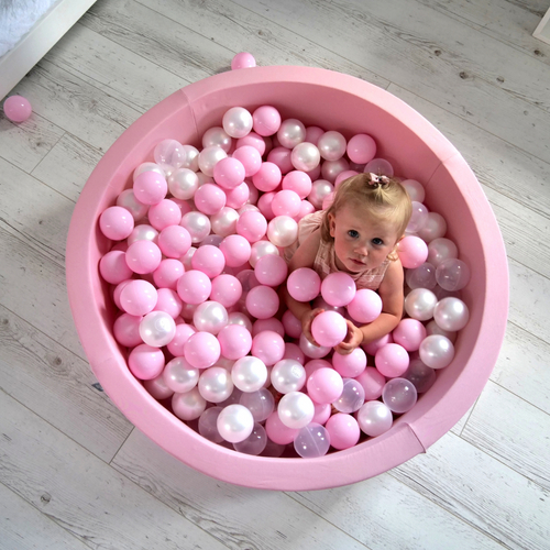 KiddyMoon Soft Plastic Play Balls ∅ 7cm/2.75in Multi-colour Made in EU, pastel beige/white/pearl