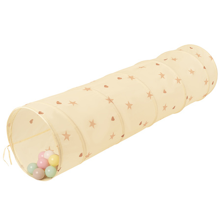 Pop-Up Play Crawl Tunnel with balls for Toddlers Kids, Light Beige: Pastel Beige/Pastel Yellow/White/Mint/Powder Pink, 100 Balls
