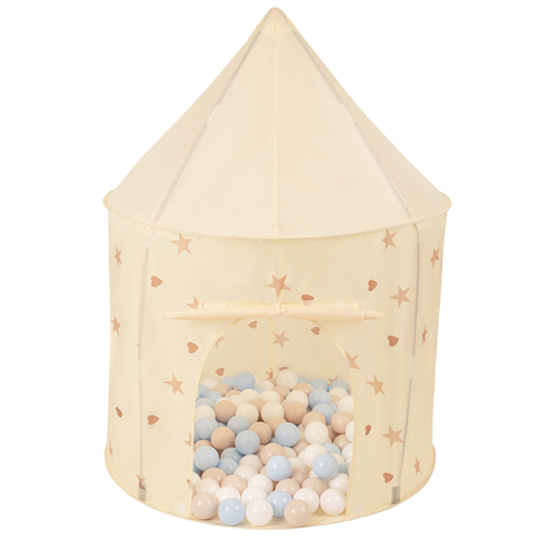 Play Tent For Kids Pavilion Playhouse Children Easy To Assemble Play Tent For Babies and Toddlers Pop up Play For Indoor And Outdoor, light beige: pastel beige/pastel blue/white, 100x130cm/400 balls
