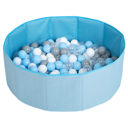 children colourfull foldable ballpit plastic balls, blue:grey/white/transparent/babyblue, 200 balls