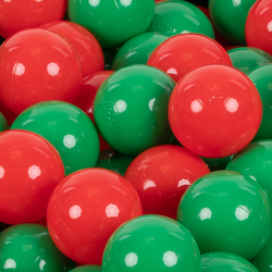 KiddyMoon Soft Plastic Play Balls ∅ 7cm/2.75in Multi-colour Made in EU, green/red, 300 Balls/7cm-2.75in