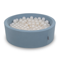 KiddyMoon Foam Ball Pit with Balls for Babies and Toddlers, Soft Sensory Play, Durable Removable Cover, Safe, blue: pearl, 90 x 30 cm / 300 Balls