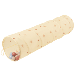 Pop-Up Play Crawl Tunnel with balls for Toddlers Kids, Light Beige: Pastel Beige/Pastel Blue/Salmon Pink, 400 Balls