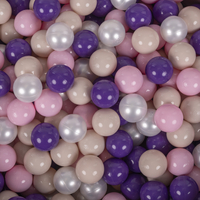 KiddyMoon Soft Ball Pit Round 7cm / 2.75In for Kids, Foam Velvet Ball Pool Baby Playballs, sand beige:pastel beige/light pink/pearl/purple, 90 x 30 cm / 300 Balls