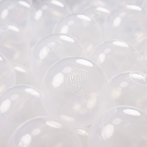 KiddyMoon Soft Plastic Play Balls ∅ 7cm/2.75in Mono-colour certified Made in EU, transparent, 50 Balls/7cm-2.75in