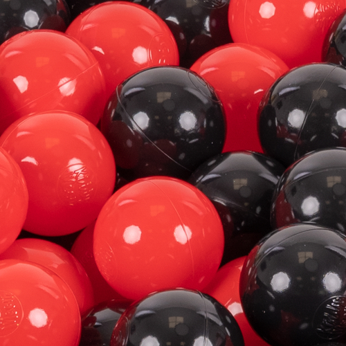 KiddyMoon Soft Plastic Play Balls ∅ 7cm/2.75in Multi-colour Made in EU, black/red, 300 Balls/7cm-2.75in