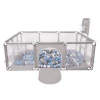 Baby Playpen Big Size Playground with Plastic Balls for Kids, Grey:grey/white/transparent/babyblue, 200 balls