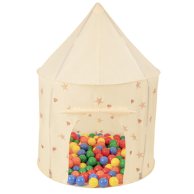 Play Tent For Kids Pavilion Playhouse Children Easy To Assemble Play Tent For Babies and Toddlers Pop up Play For Indoor And Outdoor, light beige: yellow/green/blue/red/orange, 100x130cm/100 balls