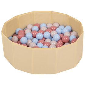 children colourfull foldable ballpit plastic balls, light beige:pastel beige/pastel blue/salmon, 100 balls