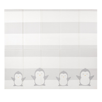 KiddyMoon Baby Play Mat Double-Sided Foam Mat For Kids Crawling Mat For Children Encourages Imagination Colourful Patterns Play Area Foldable Ideal for Indoors and Outdoors, White-Penguin, 180x200x1cm