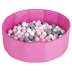 children colourfull foldable ballpit plastic balls, pink:white/grey/powderpink, 200 balls