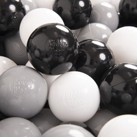 KiddyMoon Soft Plastic Play Balls ∅ 7cm/2.75in Multi-colour Made in EU, white/black/grey, 200 Balls/7cm-2.75in