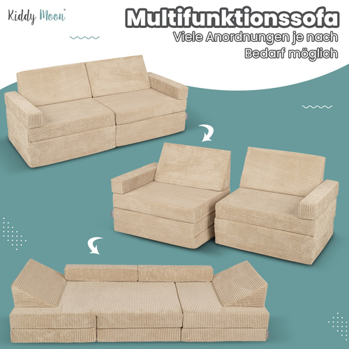 KiddyMoon Foam Sofa for Children Multifunctional Mattress Armchair Kids Foldable  Bed Folding Toddler Couch Chair for Playroom Bedroom Living Room, dark grey, Sofa