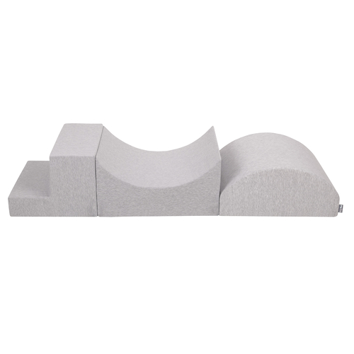 KiddyMoon Foam Playground for Kids Obstacle Course for Children Montessori Toy for Babies Soft Construction Blocks Element, Halfshaft/Ramp/Step, Certified Made in The EU, light grey, Multi-Size