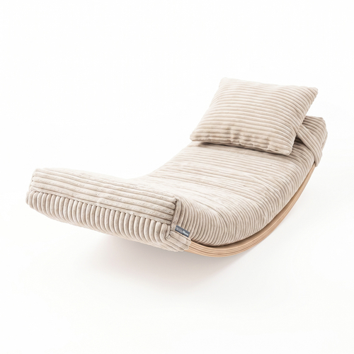 KiddyMoon Cushion Set For Balance Board Mattress and Pillow Ribbed Fabric Washable Cover, beige, Mattress/Pillow