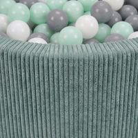KiddyMoon Ball Pit for Baby and Toddler, Soft Play Ball Pit, 90 x 30 cm with 200 Balls, Soft Foam Ball Pool, Ribbed Washable Cover, Green: White/Grey/Mint, 90 x 30 cm / 200 Balls
