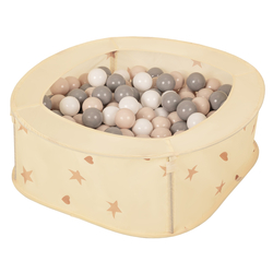 Ballpit Playpen For Kids, Babies And Toddlers Children Foldable Portable Indoor Outdoor, Light Beige: Pastel Beige-Grey-White, 100 Balls