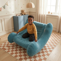 KiddyMoon Inflatable Sensory Rocker Chair For Kids With Pump And Handles, light blue, L