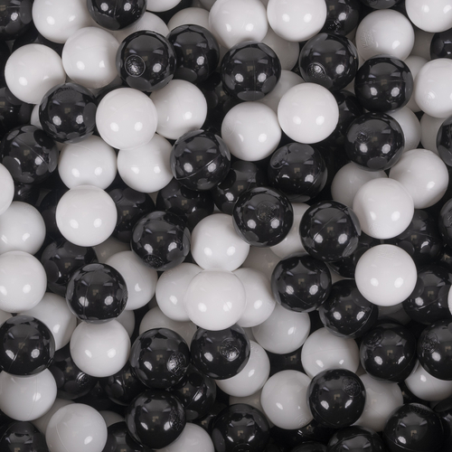KiddyMoon Soft Plastic Play Balls ∅ 7cm/2.75in Multi-colour Made in EU, black/white, 300 Balls/7cm-2.75in
