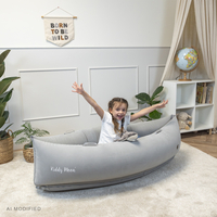 KiddyMoon Inflatable Sensory Peapod Chair For Kids With Handles And Pump, Grey, L