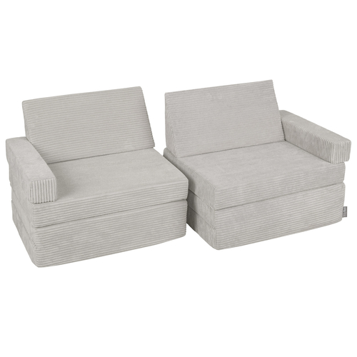KiddyMoon Foam Sofa for Children Multifunctional Mattress Armchair Kids Foldable  Bed Folding Toddler Couch Chair for Playroom Bedroom Living Room, light grey, 140x55x30 cm